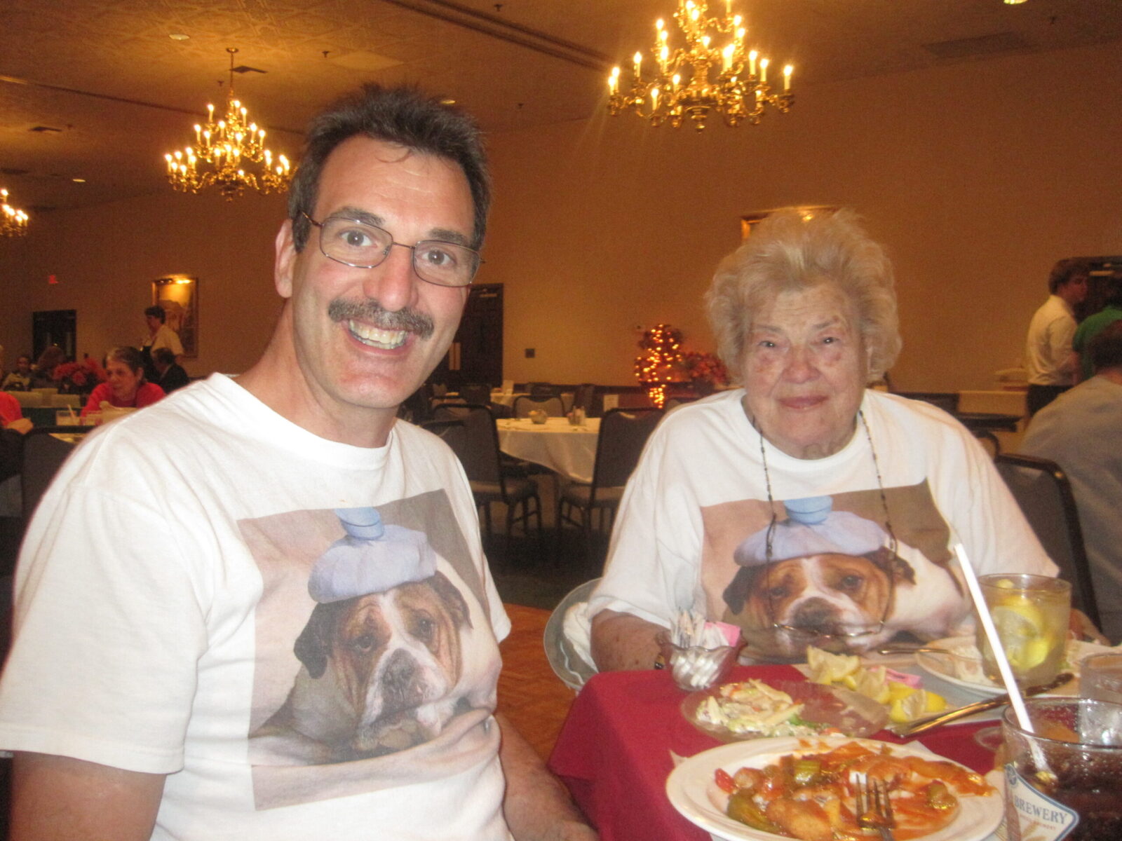 Mom and I out to eat with our dog shirts on. NeedEncouragement.com