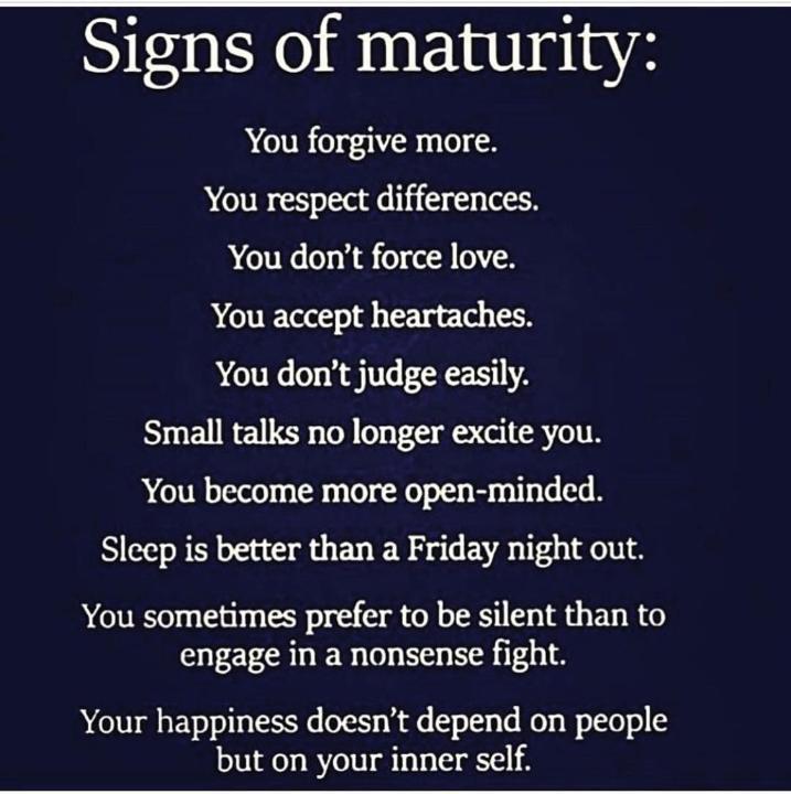 Signs of maturity