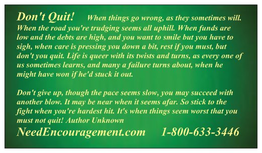 Don't quit! NeedEncouragement.com